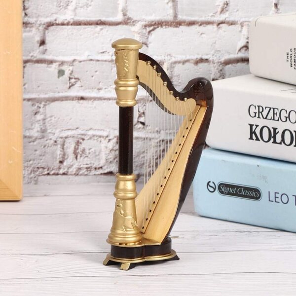 Miniatur-Harfenmodell aus Holz, 16 cm, elegante musikalische Dekoration für Zuhause und Büro