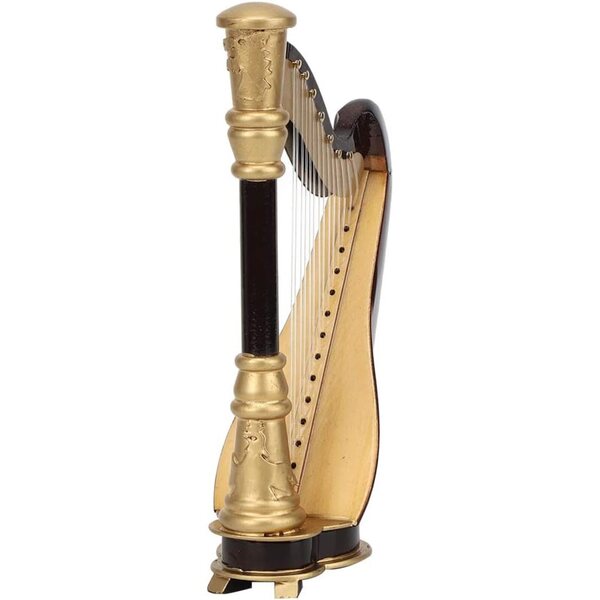 Miniatur-Harfenmodell aus Holz, 16 cm, elegante musikalische Dekoration für Zuhause und Büro