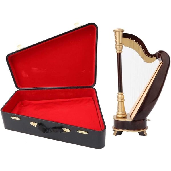 Mini-Harfenmodell aus Holz, 25 cm, mit Geschenketui – elegante musikalische Dekoration