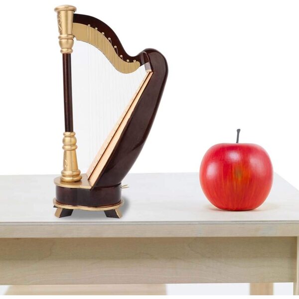 Mini-Harfenmodell aus Holz, 25 cm, mit Geschenketui – elegante musikalische Dekoration