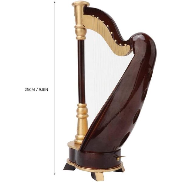 Mini-Harfenmodell aus Holz, 25 cm, mit Geschenketui – elegante musikalische Dekoration