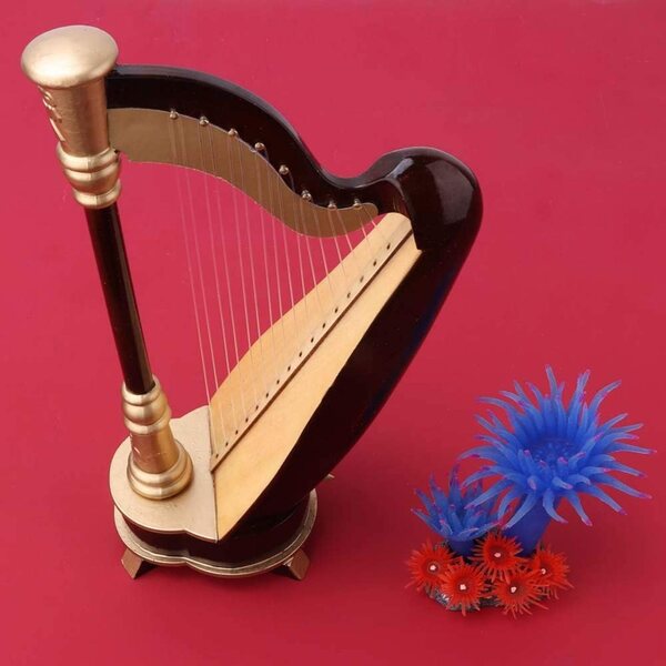 Mini-Harfenmodell aus Holz, 25 cm, mit Geschenketui – elegante musikalische Dekoration
