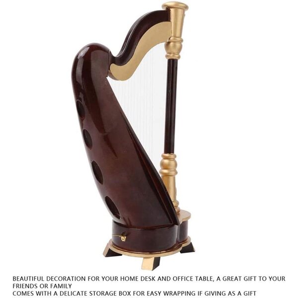 Mini-Harfenmodell aus Holz, 25 cm, mit Geschenketui – elegante musikalische Dekoration