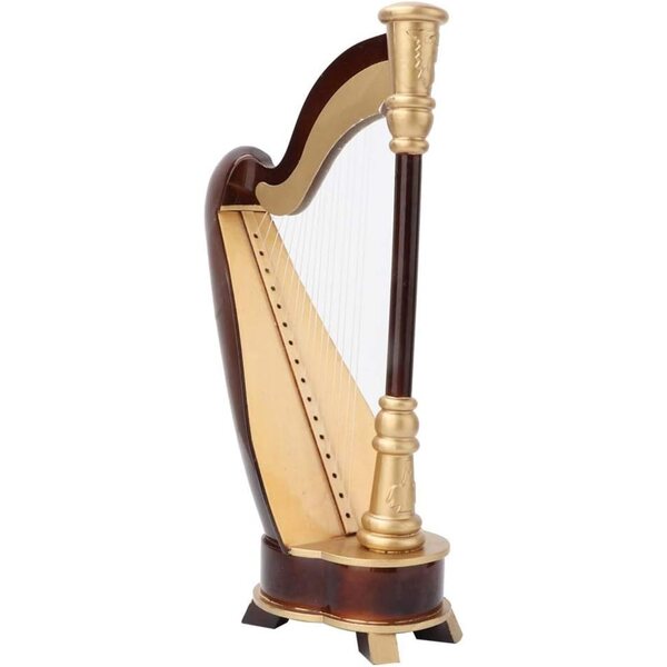 Mini-Harfenmodell aus Holz, 25 cm, mit Geschenketui – elegante musikalische Dekoration