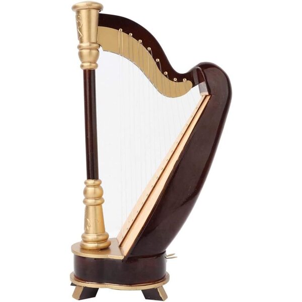 Mini-Harfenmodell aus Holz, 25 cm, mit Geschenketui – elegante musikalische Dekoration