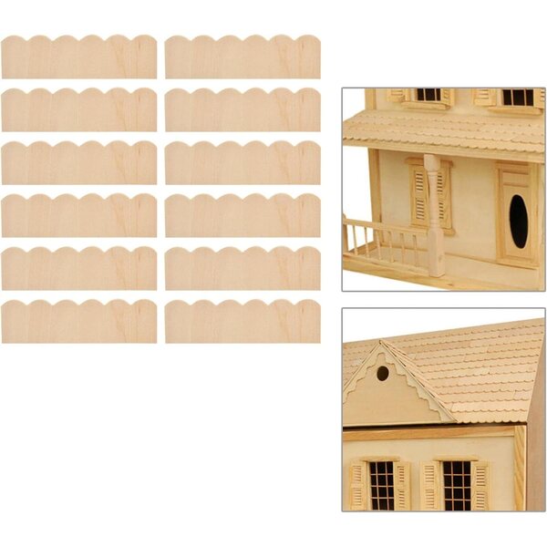 Set mit 12 hölzernen Bardeaux 1:12 für Puppenhäuser – realistische Miniatur-Accessoires