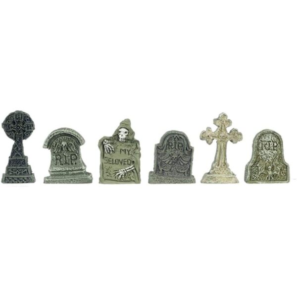 Accessorio Halloween 1:24 - 6 Pietre Tombali per Cimitero Melody Jane Casa delle Bamboles