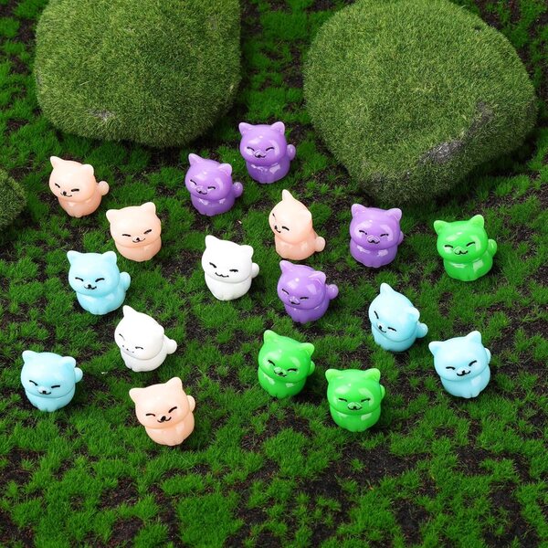 Miniaturkätzchen aus Kunstharz, 50 Stück, farbig, 2 x 2,5 cm, für Heim- und Gartendekorationen