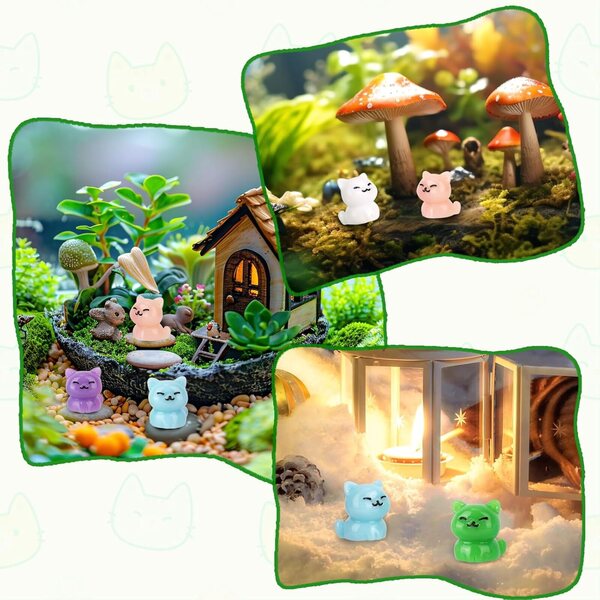 Miniaturkätzchen aus Kunstharz, 50 Stück, farbig, 2 x 2,5 cm, für Heim- und Gartendekorationen