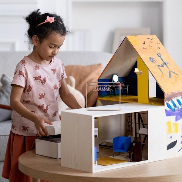 SHINEOFI Goldenes Metall-Mini-Kleiderbügel-Set für Puppenhaus 9,8 Zoll mit 10 Kleiderbügeln