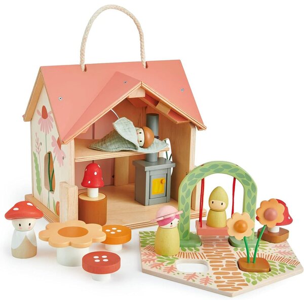 Tender Leaf Toys Casa delle Bambole Rosewood in Legno Sostenibile con Accessori Completi