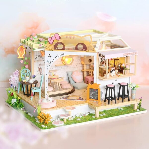 CUTEBEE Casa delle bambole miniature con mobili in legno resistente alla polvere