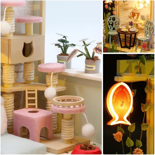 CUTEBEE Casa delle bambole miniature con mobili in legno resistente alla polvere