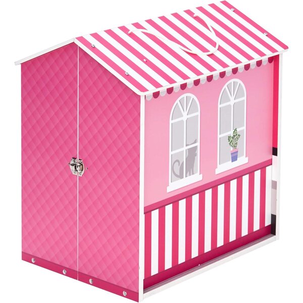 Casa delle bambole City Café in legno rosa per bambini con accessori e portabilità