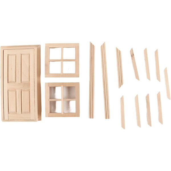 Kit fai da te porte e finestre in legno per case delle bambole scala 1:12