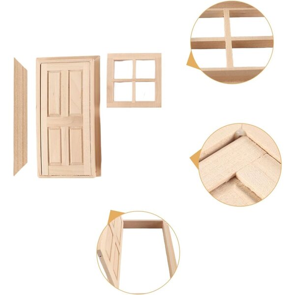Kit fai da te porte e finestre in legno per case delle bambole scala 1:12