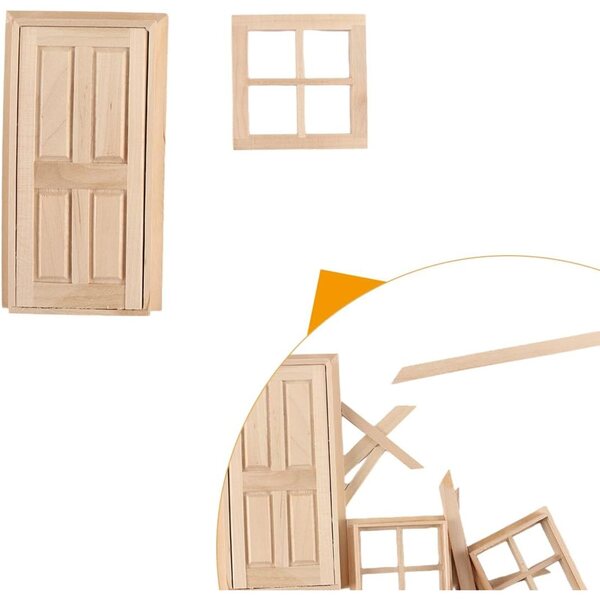 Kit fai da te porte e finestre in legno per case delle bambole scala 1:12