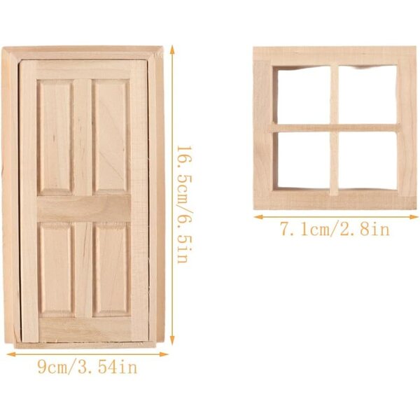 Kit fai da te porte e finestre in legno per case delle bambole scala 1:12