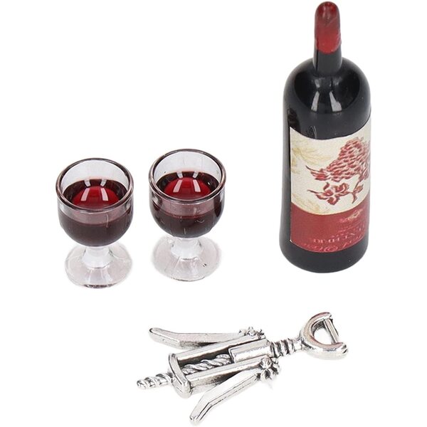 Set Mini Vino Rosso 1/12 per Casa delle Bambole - Decorazione Mini Giardino e Paesaggi