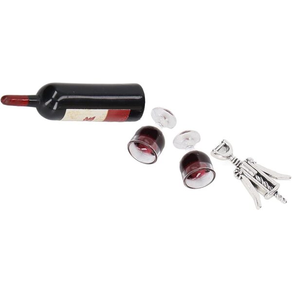 Set Mini Vino Rosso 1/12 per Casa delle Bambole - Decorazione Mini Giardino e Paesaggi