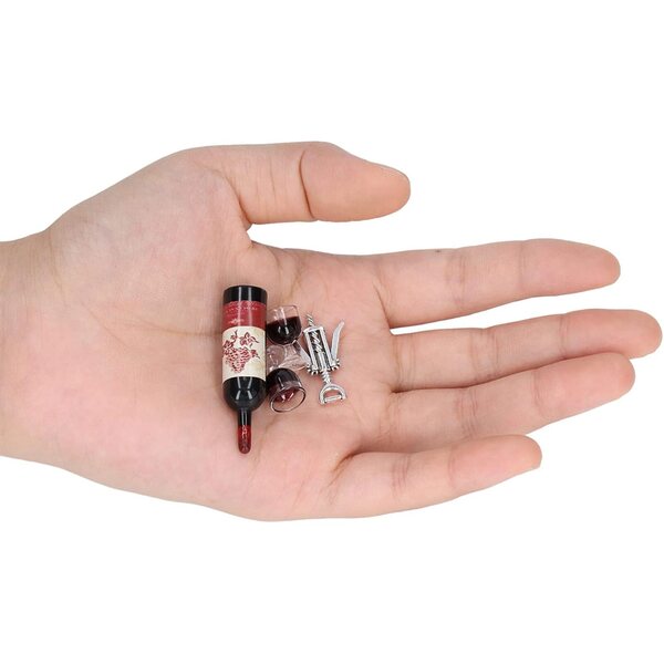 Set Mini Vino Rosso 1/12 per Casa delle Bambole - Decorazione Mini Giardino e Paesaggi