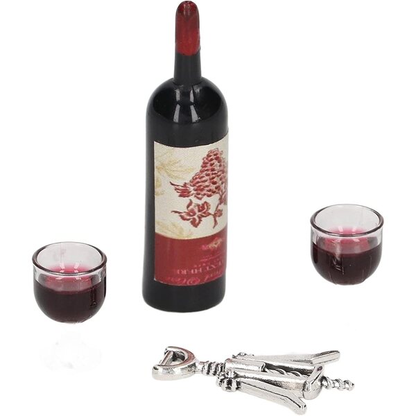 Set Mini Vino Rosso 1/12 per Casa delle Bambole - Decorazione Mini Giardino e Paesaggi