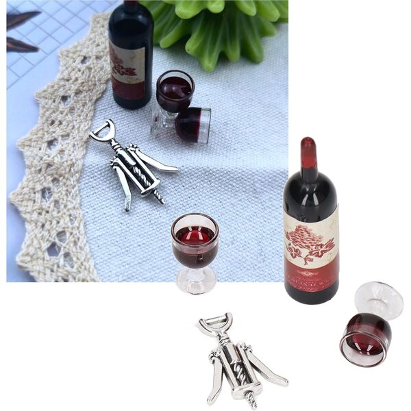 Set Mini Vino Rosso 1/12 per Casa delle Bambole - Decorazione Mini Giardino e Paesaggi
