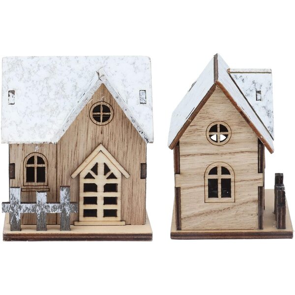 Casa delle bambole natalizia in legno con luce LED, miniatura sicura per bambini dai 3 anni in su