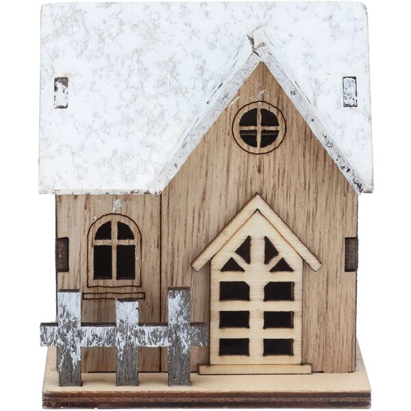 Casa delle bambole natalizia in legno con luce LED, miniatura sicura per bambini dai 3 anni in su