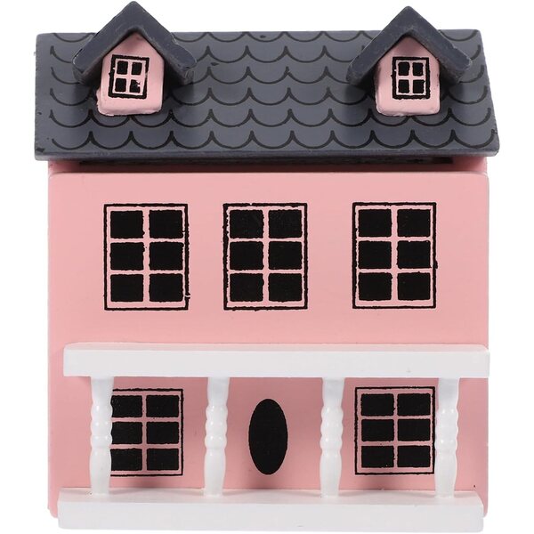 Mini Villa in Legno Rosa per Casa delle Bambole e Giardini Miniatura - Decorazione Creativa
