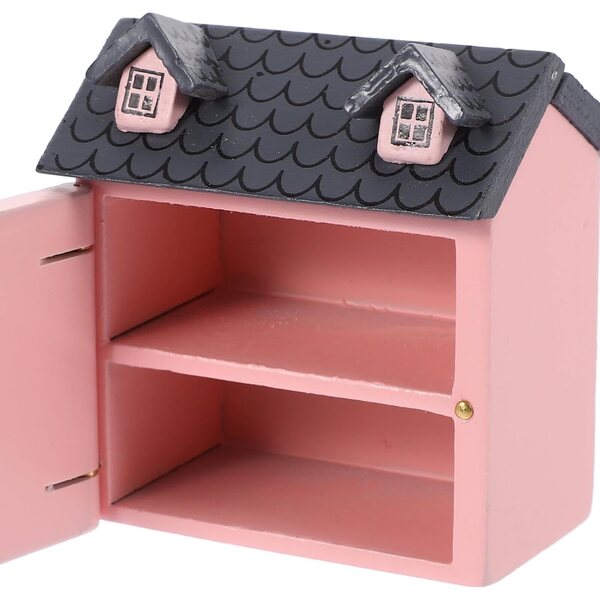 Mini Villa in Legno Rosa per Casa delle Bambole e Giardini Miniatura - Decorazione Creativa