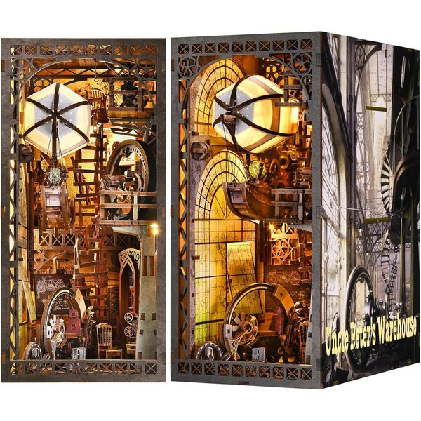 Kit Libro Angolo in Miniatura in Legno con LED e Mobili - Casa delle Bambole Fai da Te