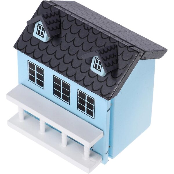 Mini casa in legno decorativa per bambole, modellino mini villa colorato e realistico