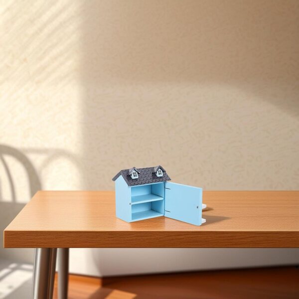 Mini casa in legno decorativa per bambole, modellino mini villa colorato e realistico