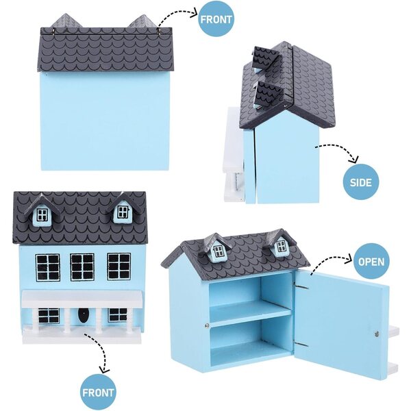 Mini casa in legno decorativa per bambole, modellino mini villa colorato e realistico