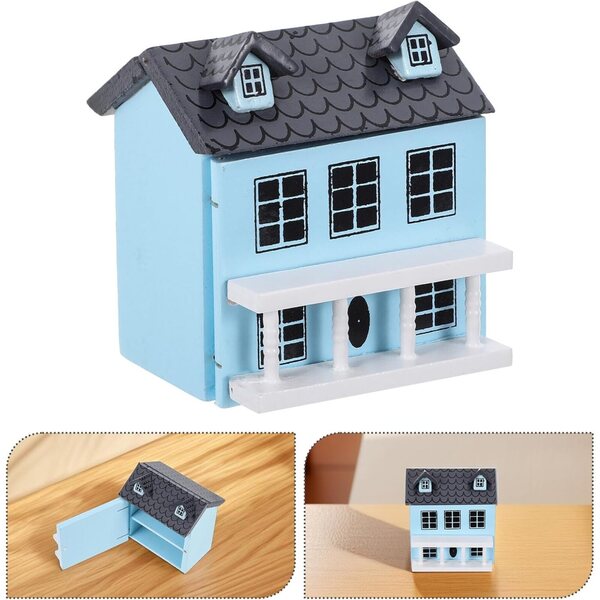 Miniatur-Dekohaus aus Holz für Puppenhaus und Minivilla