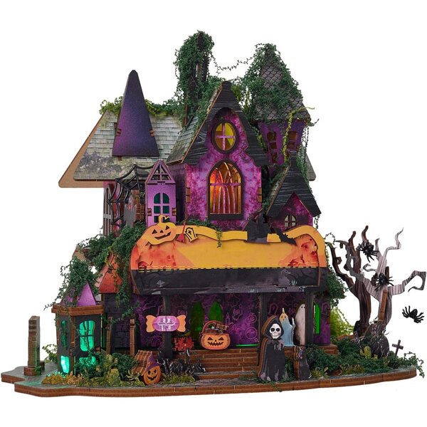 ERYUE Kit Modello Casa 3D LED, Castello Gotico con Luci Multicolor per Halloween