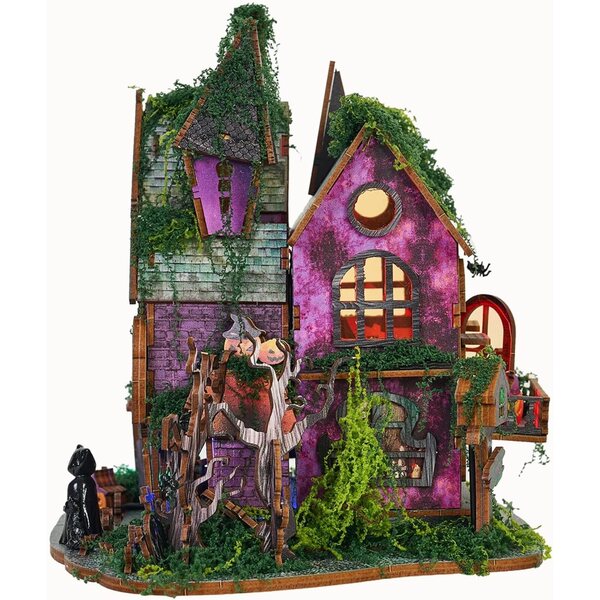 ERYUE Kit Modello Casa 3D LED, Castello Gotico con Luci Multicolor per Halloween