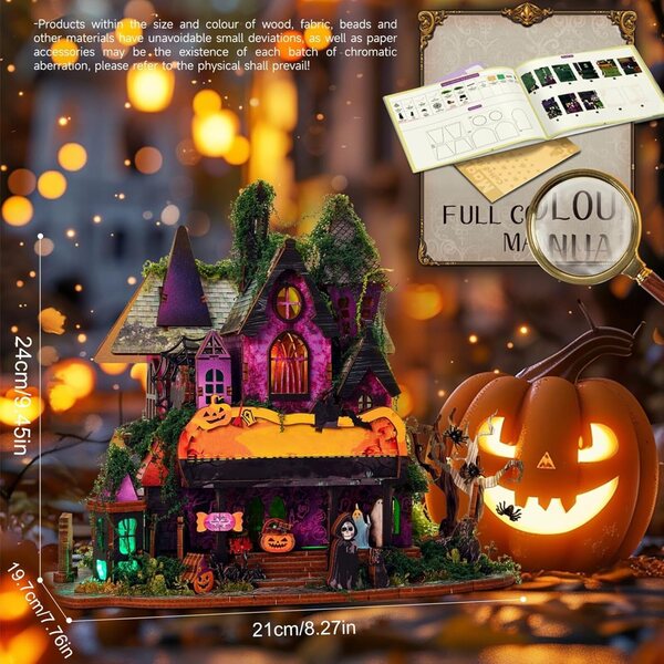 ERYUE Kit Modello Casa 3D LED, Castello Gotico con Luci Multicolor per Halloween
