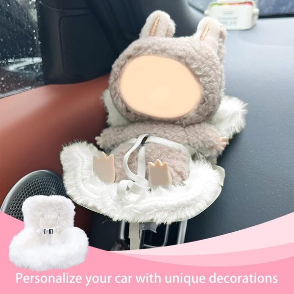 Seggiolino Sicurezza per Bambole GXGM in peluche con clip aria e fragranza, bianco