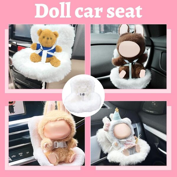 Seggiolino Sicurezza per Bambole GXGM in peluche con clip aria e fragranza, bianco