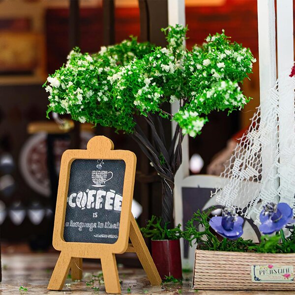 Kit Miniatura Casa in Legno - Mini Caffè Europeo da Costruire, Decorazione e Regalo