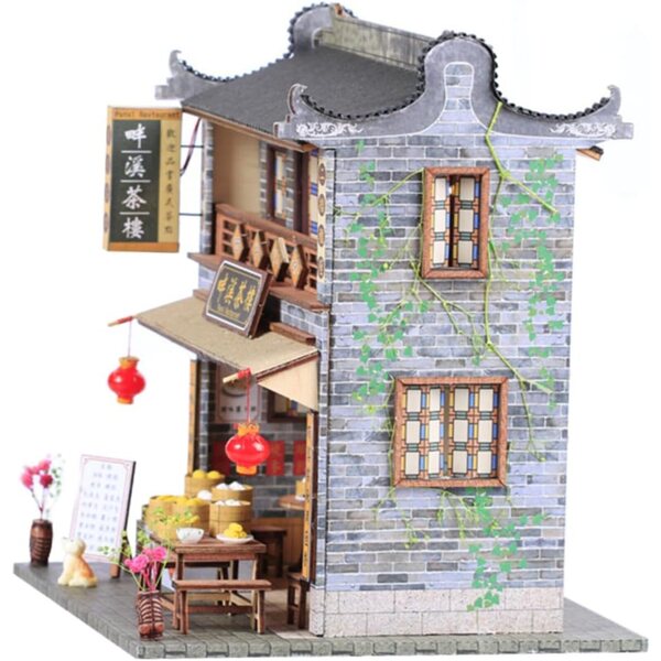 Maquette Maison Miniatur-Chinoise zum Selbermachen aus Holz und Papier, handwerkliche Dekoration