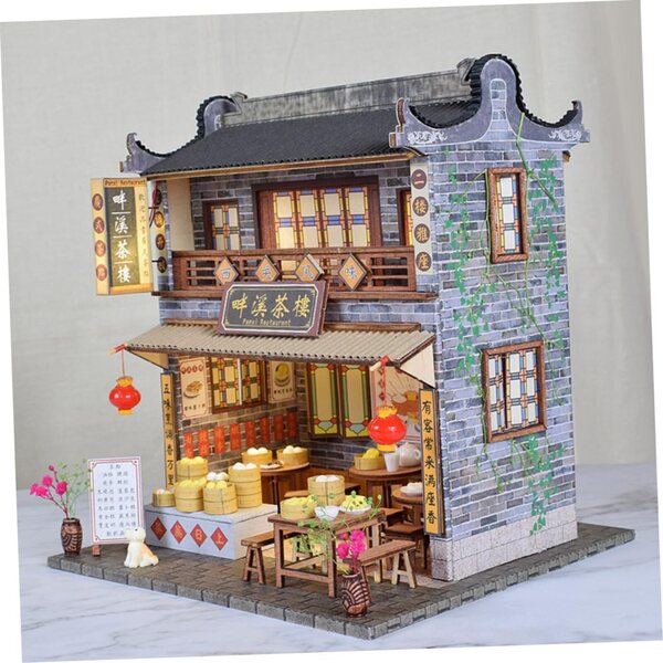 Maquette Maison Miniatur-Chinoise zum Selbermachen aus Holz und Papier, handwerkliche Dekoration