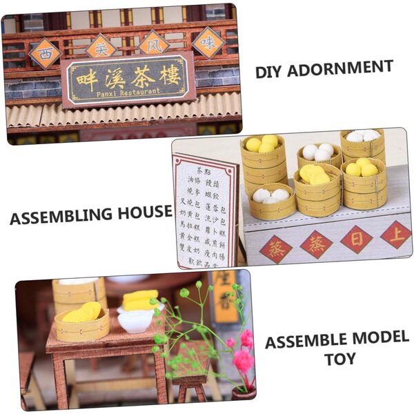Maquette Maison Miniatur-Chinoise zum Selbermachen aus Holz und Papier, handwerkliche Dekoration