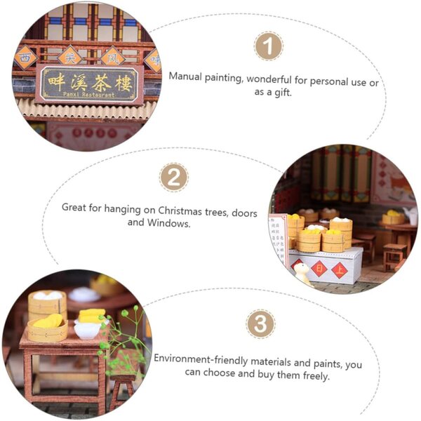Maquette Maison Miniatur-Chinoise zum Selbermachen aus Holz und Papier, handwerkliche Dekoration