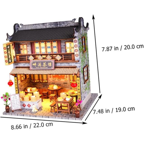 ORFOFE Miniaturhaus zum Zusammenbauen, dekoratives Lernset im chinesischen Stil