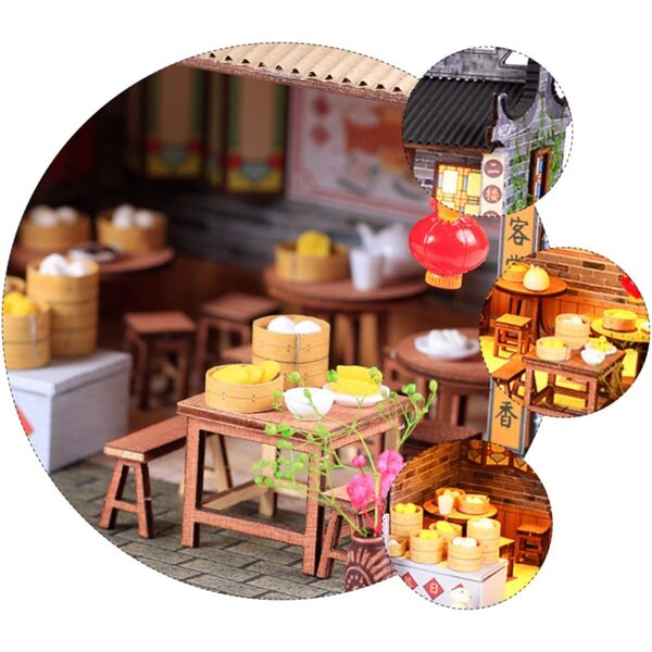 Maquette Maison Chinoise DIY aus Holz und Papier, Lingnan-Modell zum Zusammenbauen