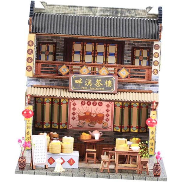 Maquette Maison Miniature Chinoise da Assemblare in Legno, Carta e Plastica, Decorazione DIY