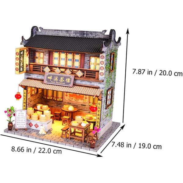 Maquette Maison Miniature Chinoise da Assemblare in Legno, Carta e Plastica, Decorazione DIY